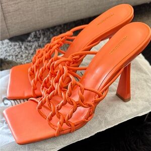 Women's Orange Heeled Sandals